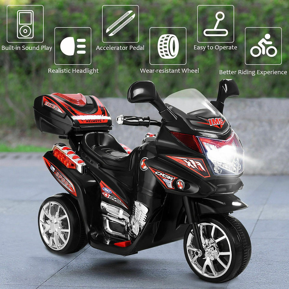 Thumbnail: 3 Wheel Kids Ride On Motorcycle 6V Battery Powered Electric Toy Bicyle New-Gray