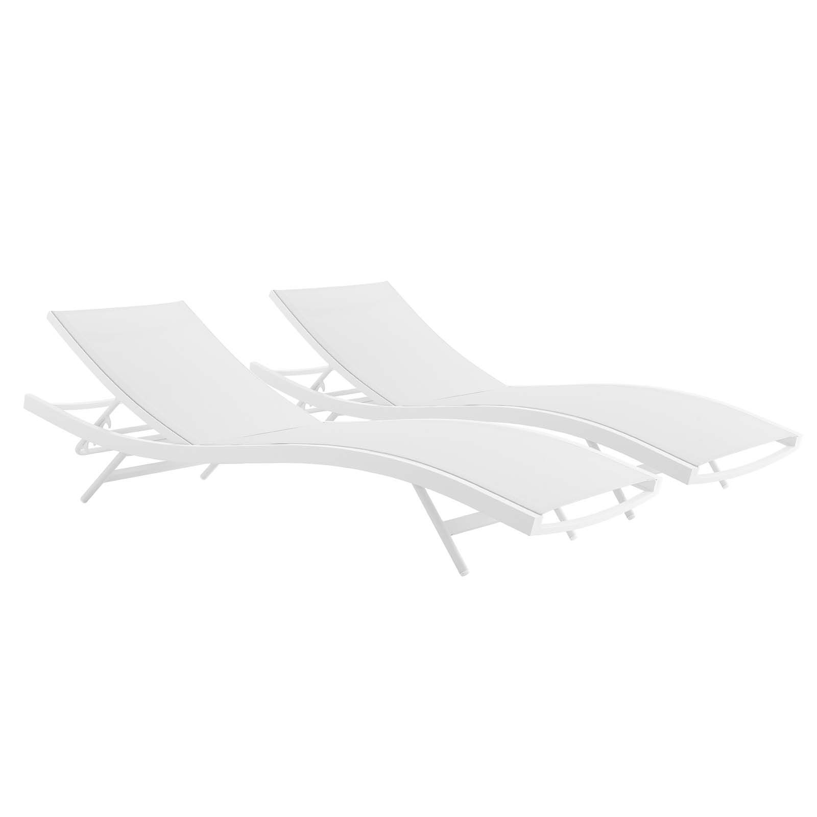 Glimpse Outdoor Patio Mesh Chaise Lounge Set Of 2 EEI-4038-WHI-WHI By
