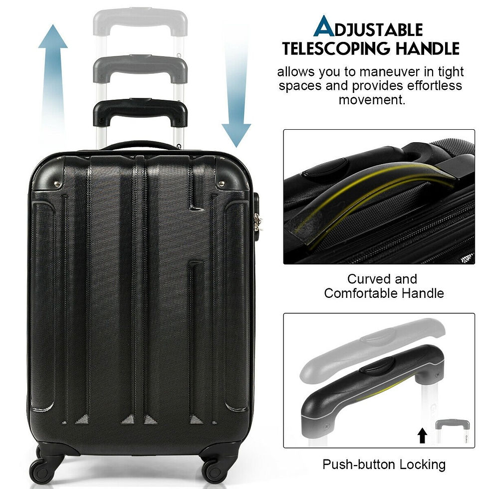Thumbnail: 18" ABS Lightweight Hardshell Luggage Suitcase with 4-Wheel-Black