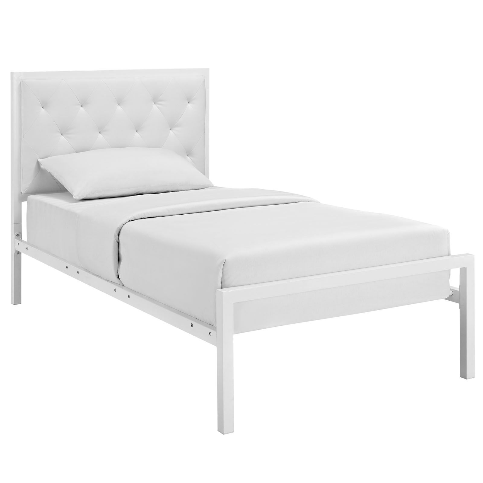 Mia Twin Vinyl Bed MOD-5179-WHI-WHI-SET