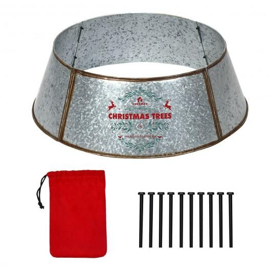 Thumbnail: Galvanized Metal ChristmasTree Collar Skirt Ring Cover Decor-Silver