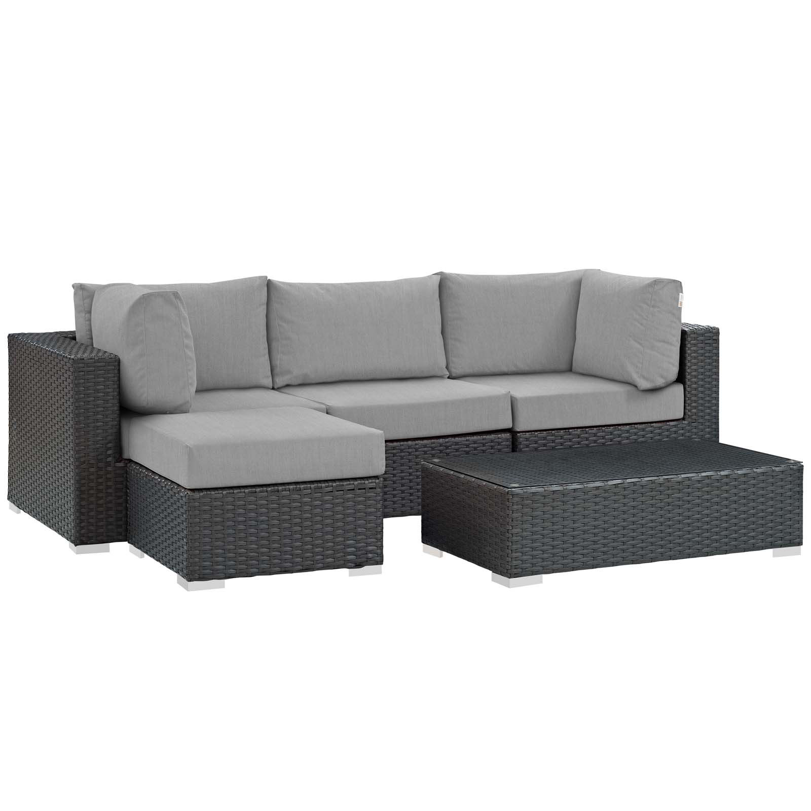 Sojourn 5 Piece Outdoor Patio Sunbrella Sectional Set