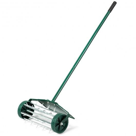 Thumbnail: 18-inch Rolling Lawn Aerator roller Push Tine Soil with Fender