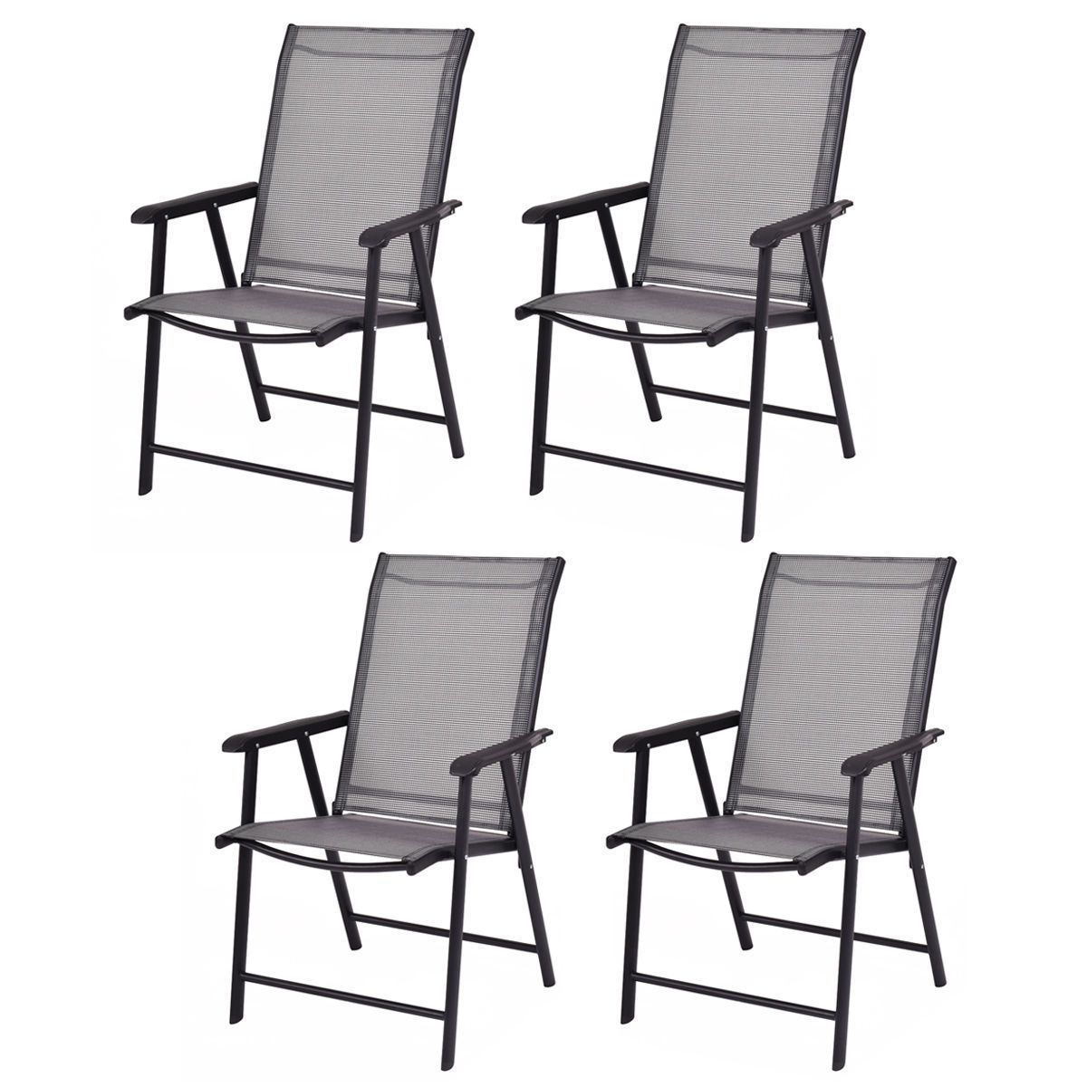 Set of 4 Outdoor Patio Folding Chairs with Armrest