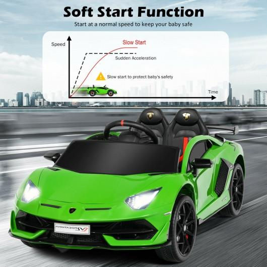 Thumbnail: 12 V Licensed Lamborghini SVJ RC Kids Ride On Car with Trunk and Music-Green