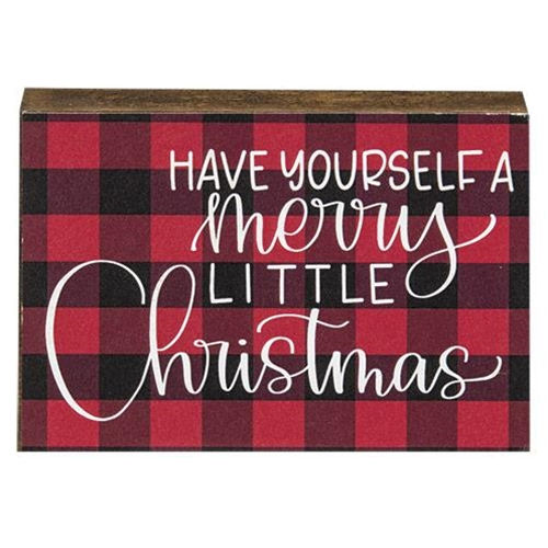Buffalo Check Christmas Wood Block Assorted (Pack of 4)