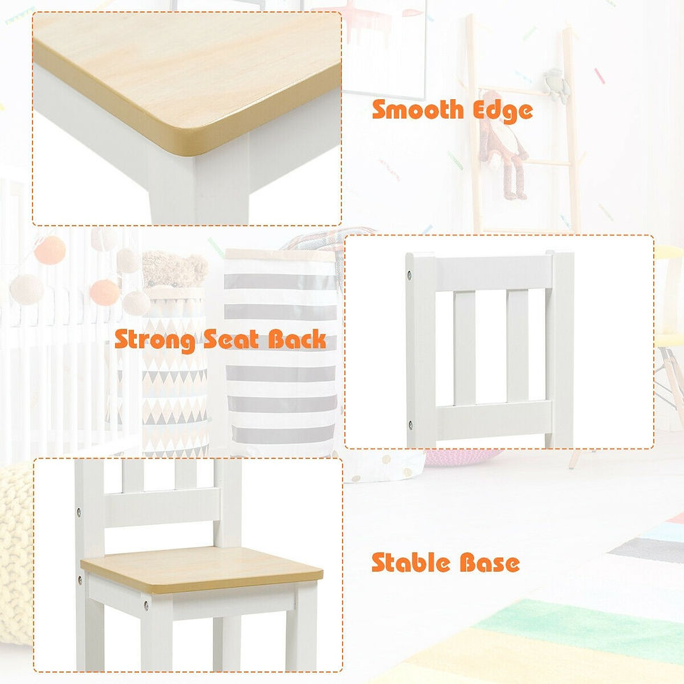 Thumbnail: 4 PCS Kids Wood Table Chairs Set -Natural