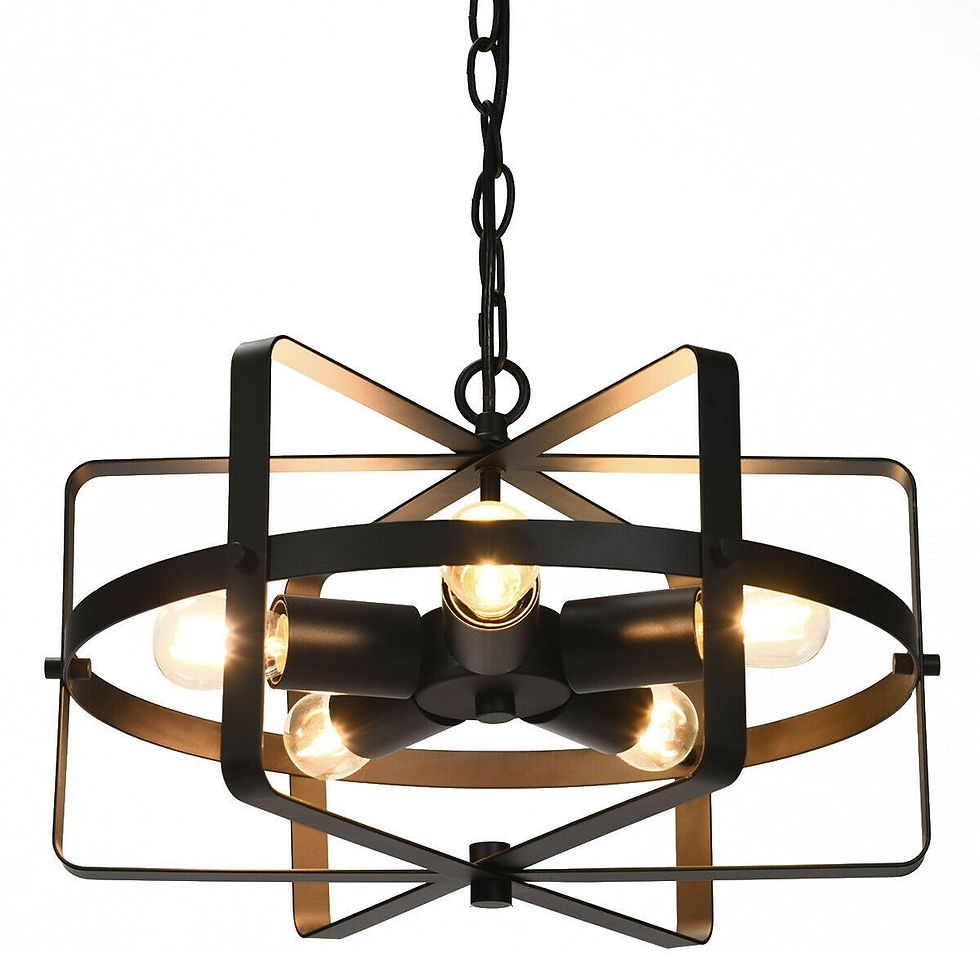 Thumbnail: 5-Light Metal Drum Shape Industrial Pendant Light