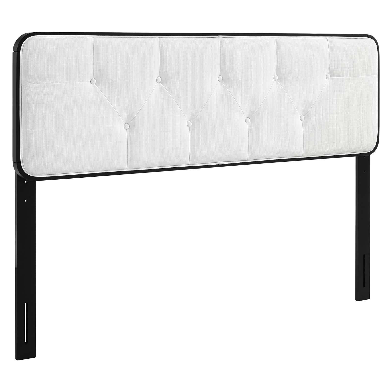 Collins Tufted Full Fabric and Wood Headboard in Black White