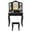 Thumbnail: 4 Drawers Mirrored Jewelry Wood Vanity Dressing Table w/ Stool-Black