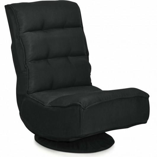 5-Position Folding Floor Gaming Chair-Black