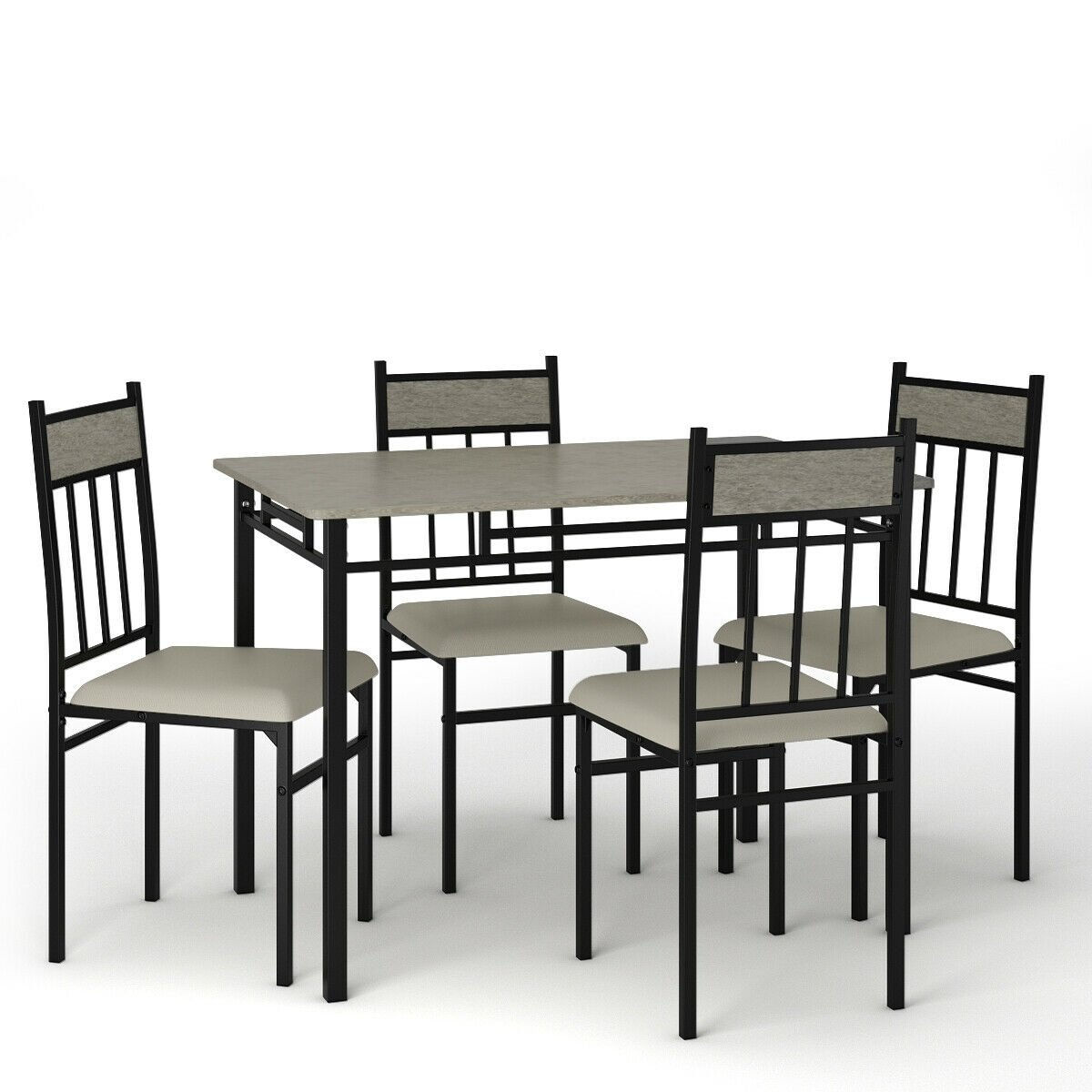 5 Piece Faux Marble Dining Set Table