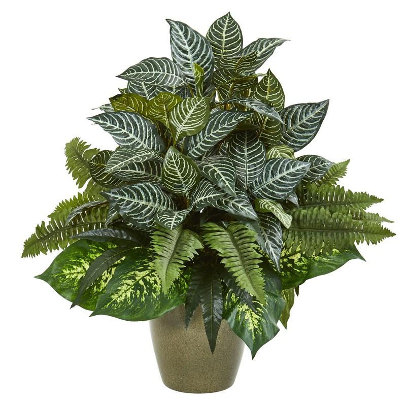 26" Mix Greens Artificial Plant in Green Planter