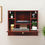 Thumbnail: Wall Mounted Folding Laptop Desk Hideaway Storage with Drawer-Brown