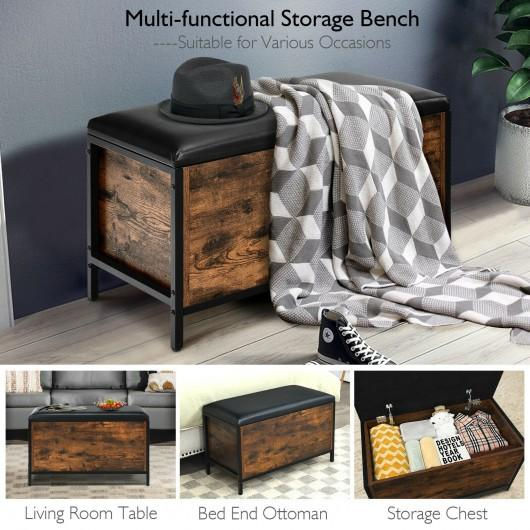 Thumbnail: Entryway Flip Top Ottoman Stool with Padded Seat