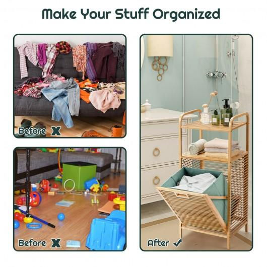 Thumbnail: Tilt out Bamboo Shelf Slat Frame Storage Laundry Hamper