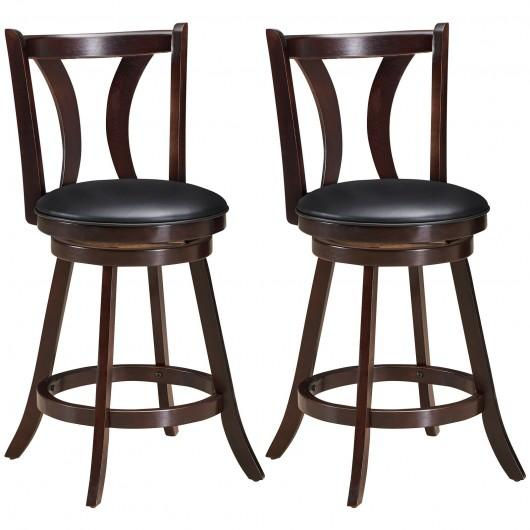 Set of 2 Swivel Bar stool 24" Counter Height Leather Padded Dining Kitchen Chair