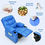 Thumbnail: PU Leather Kids Recliner Chair with Cup Holders and Side Pockets-Blue