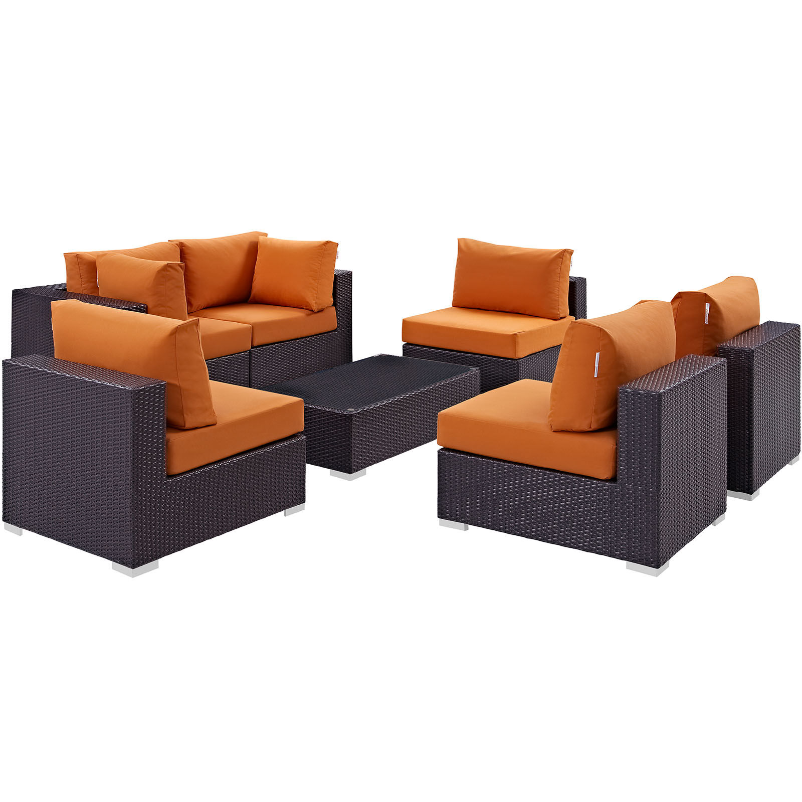 Convene 7 Piece Outdoor Patio Sectional Set EEI-2164-EXP-ORA-SET