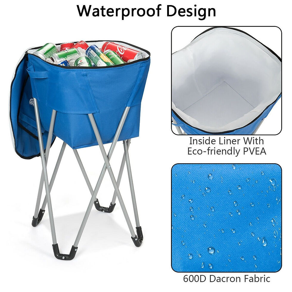 Thumbnail: Portable Insulated Tub Party Picnic Cooler with Folding Stand-Blue