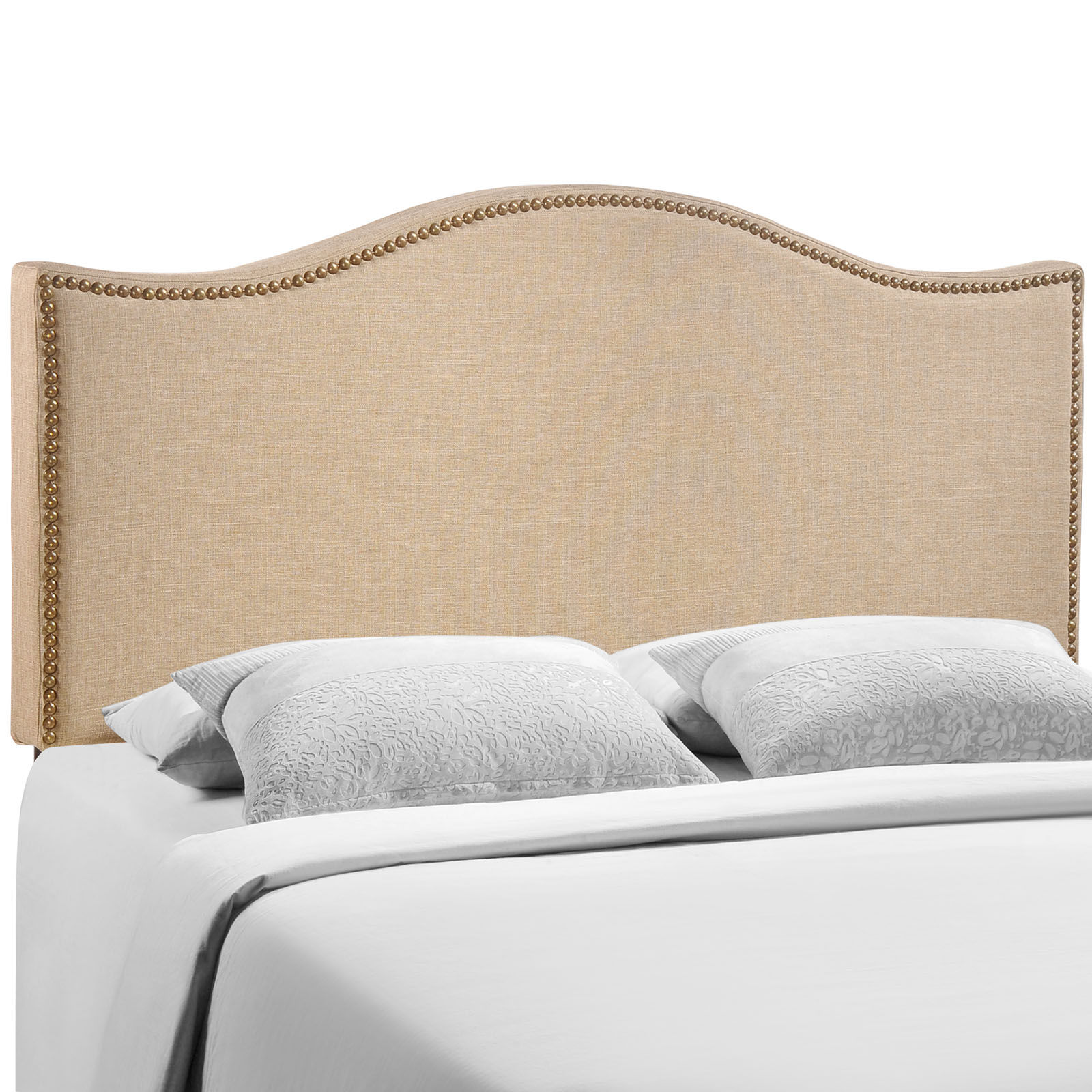 Curl Queen Nailhead Upholstered Headboard - Cafe MOD-5206-CAF