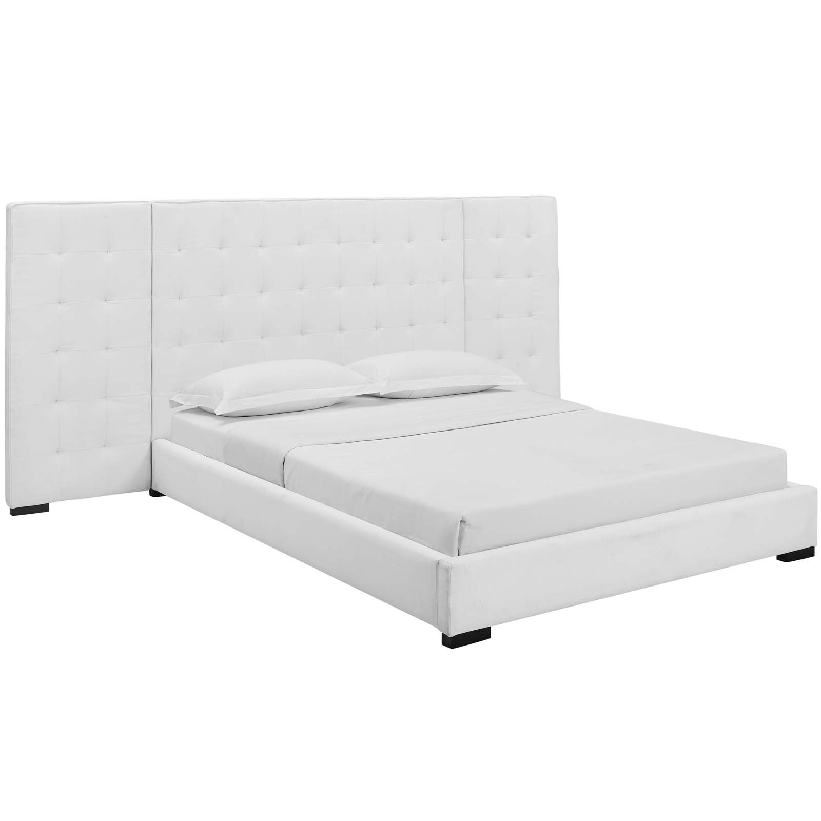 Sierra Queen Upholstered Fabric Platform Bed MOD 5818 WHI by Furniture