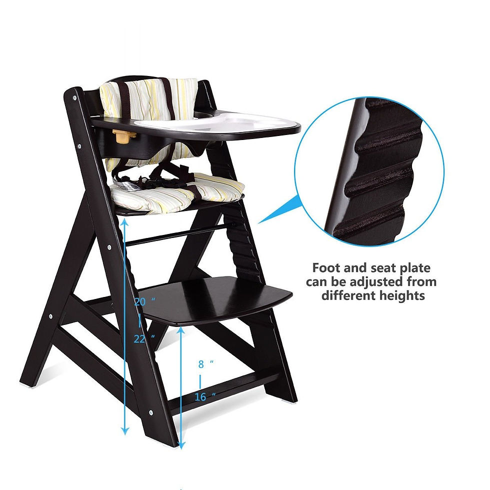 Thumbnail: Adjustable Height Wooden Baby High Chair with Removeable Tray