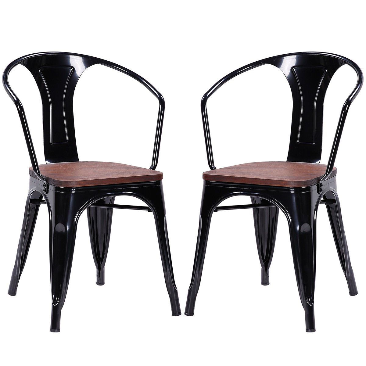 Set of 2 Tolix Style Armchair-Black