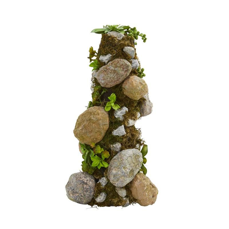 18" Succulent Rock Column