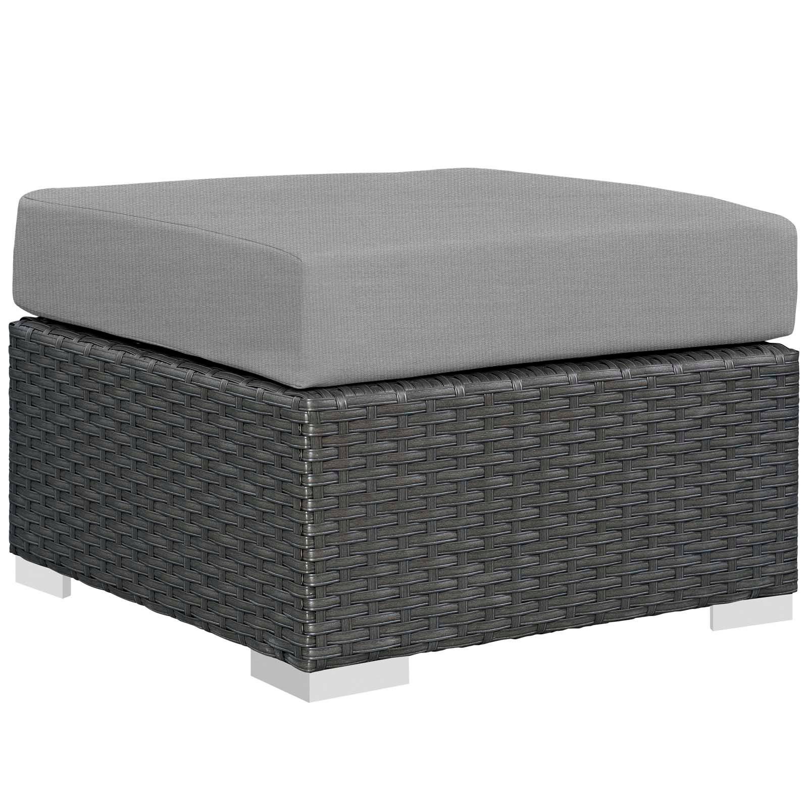 Sojourn Outdoor Patio Wicker Rattan Sunbrella Ottoman EEI-1855-CHC-GRY