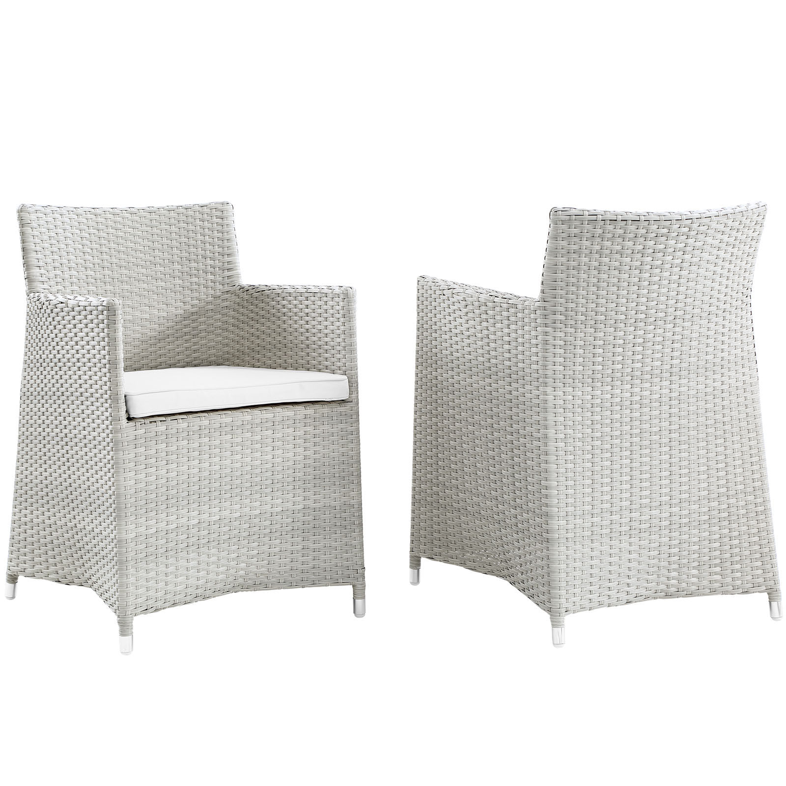 Junction Outdoor Patio Wicker Armchairs -Set Of 2 EEI-1738-GRY-WHI-SET