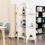 Thumbnail: 4 Panel Folding Room Divider Screen with 3 Display Shelves-White
