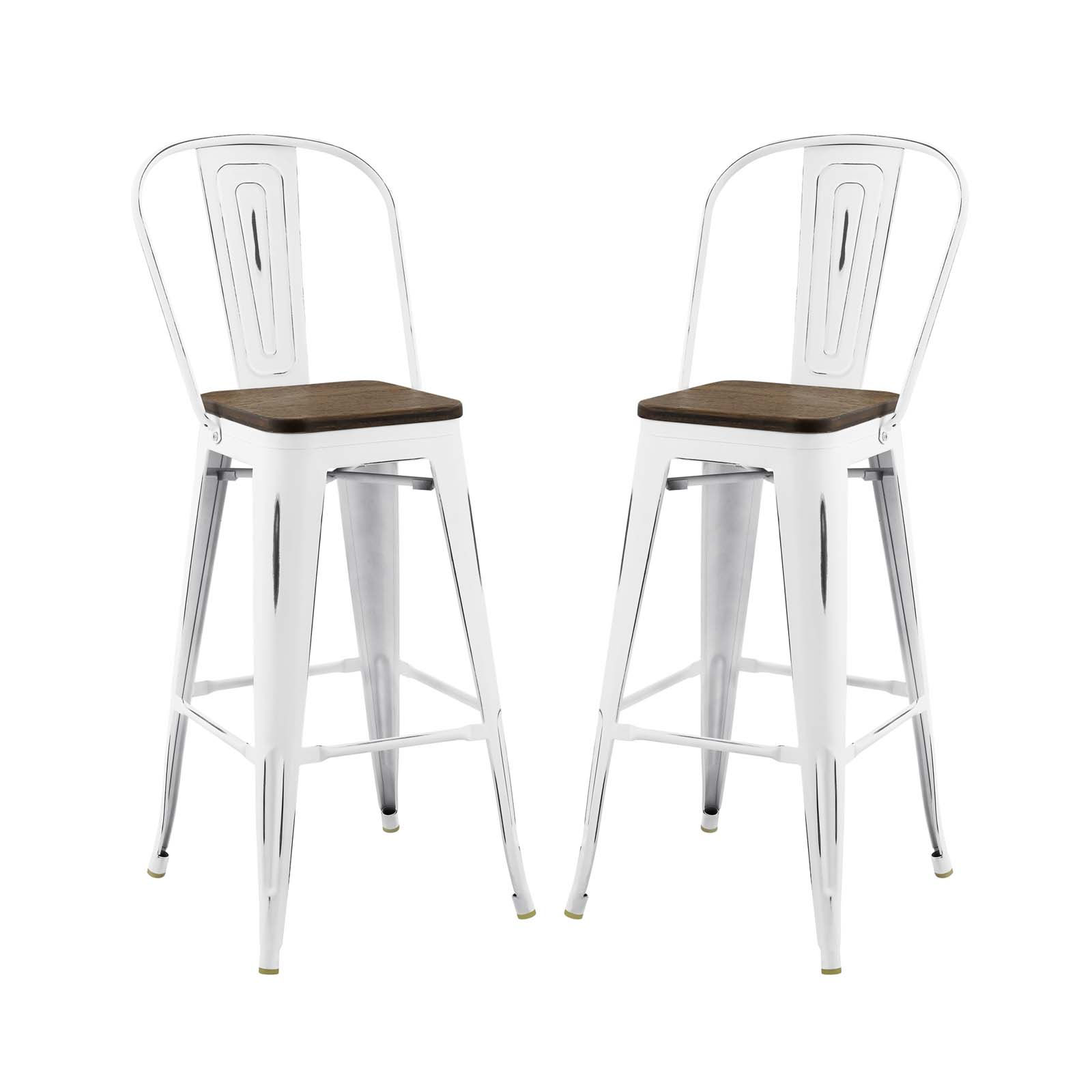 Promenade Bar Stool Metal Set Of 2 EEI-3899-WHI By