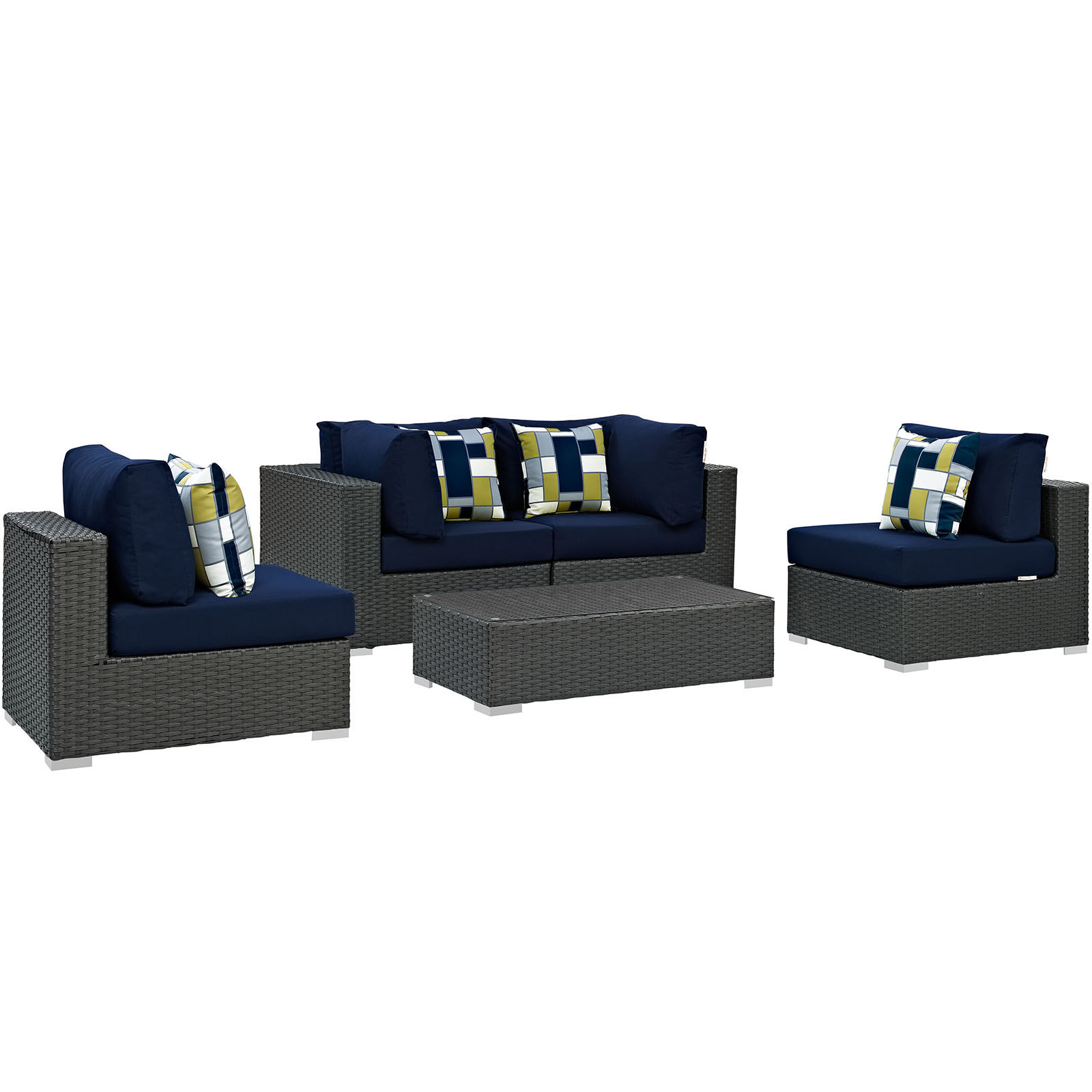 Sojourn 5 Piece Outdoor Patio Sunbrella Sectional Set