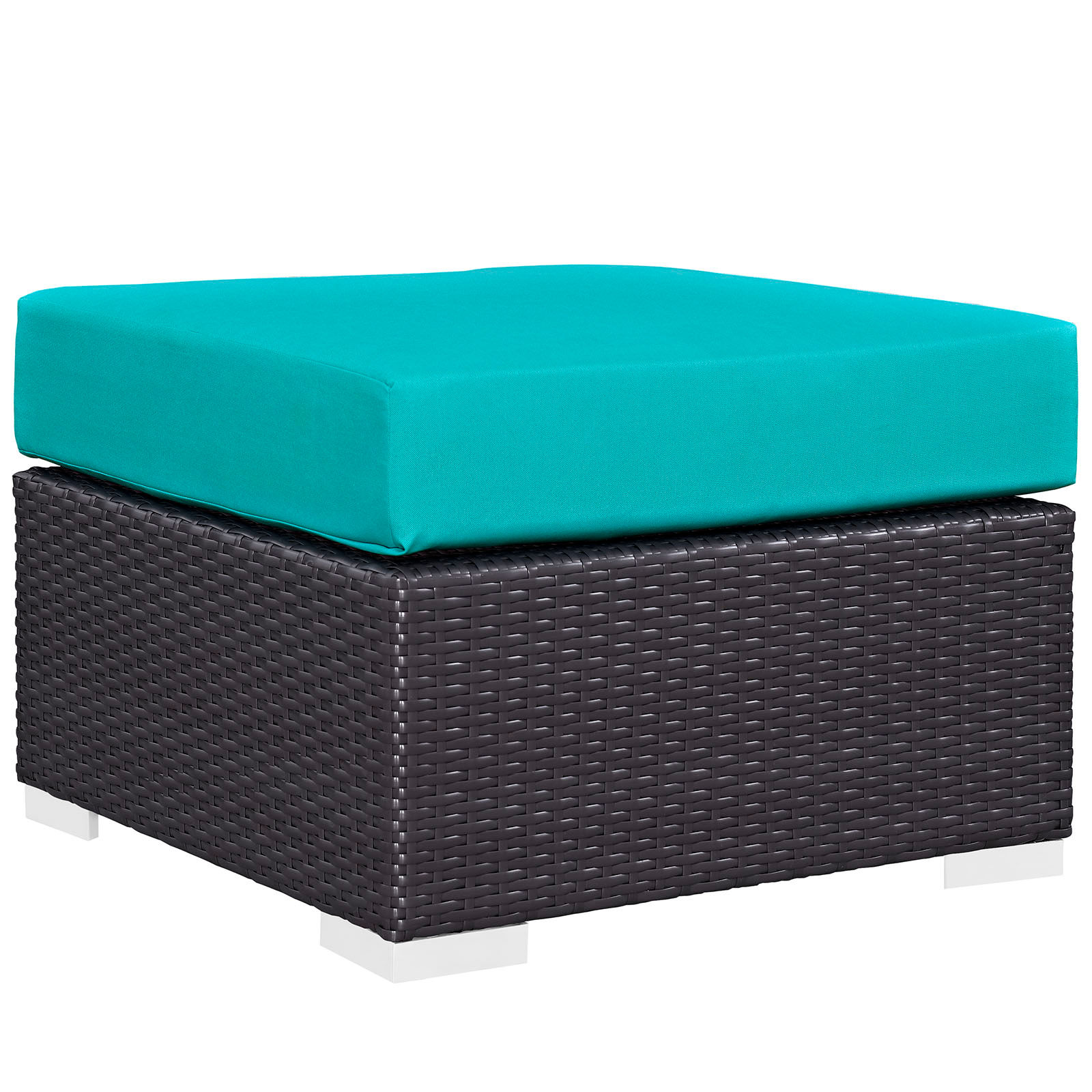 Convene Outdoor Patio Fabric Square Ottoman EEI-1911-EXP-TRQ