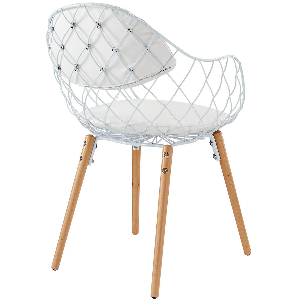 Thumbnail: Basket Dining Metal Armchair - White/White EEI-1465-WHI-WHI