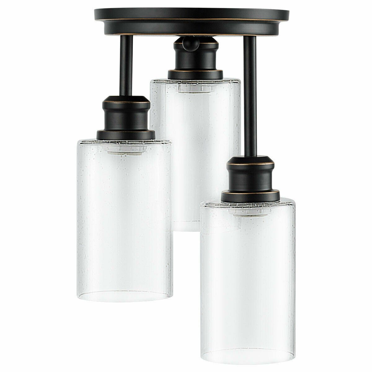 3-Light Semi Flush Mount Ceiling with Black Finish