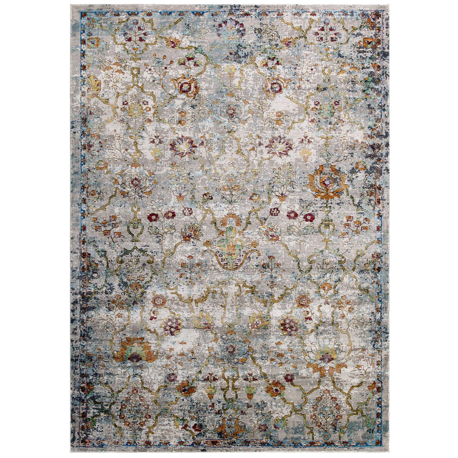 Success Manuka Distressed Vintage Floral Lattice 5X8 Area Rug R 1165A 58