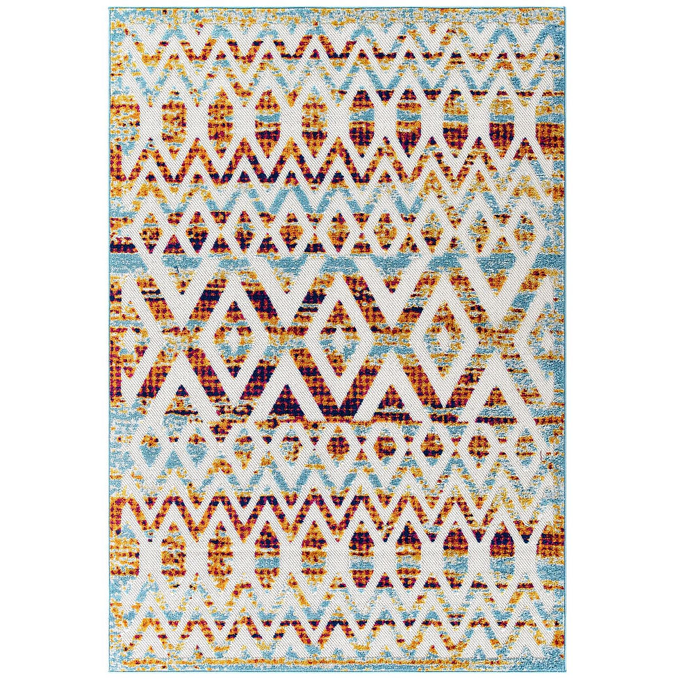 Reflect Tamako Diamond and Chevron Moroccan Trellis 8x10 Indoor / Outdoor Rug