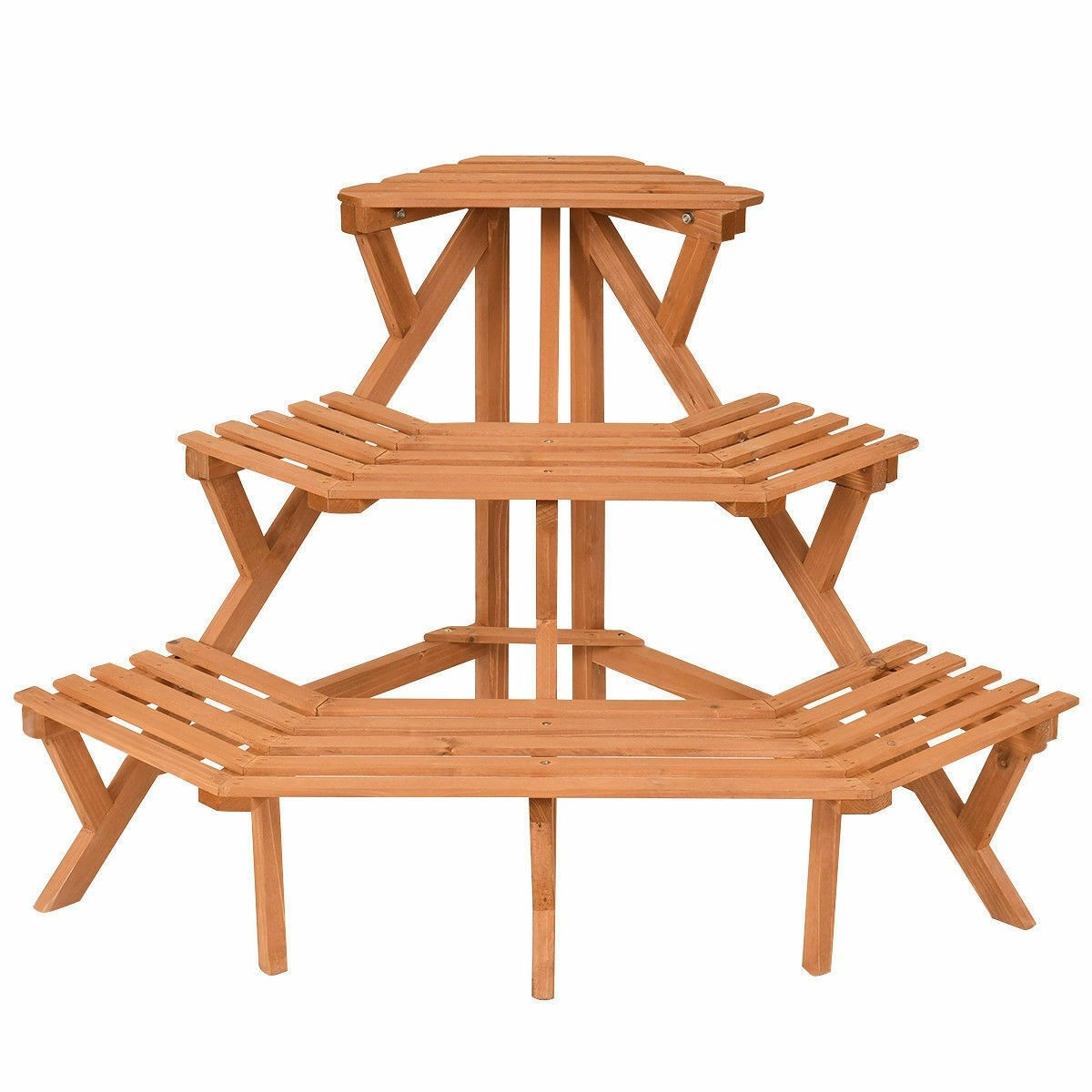 3 Tiers Wooden Corner Plant Ladder Pot Holder Rack