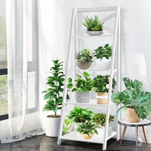 Thumbnail: 4-Tier Wood Display Storage Bookshelf-White