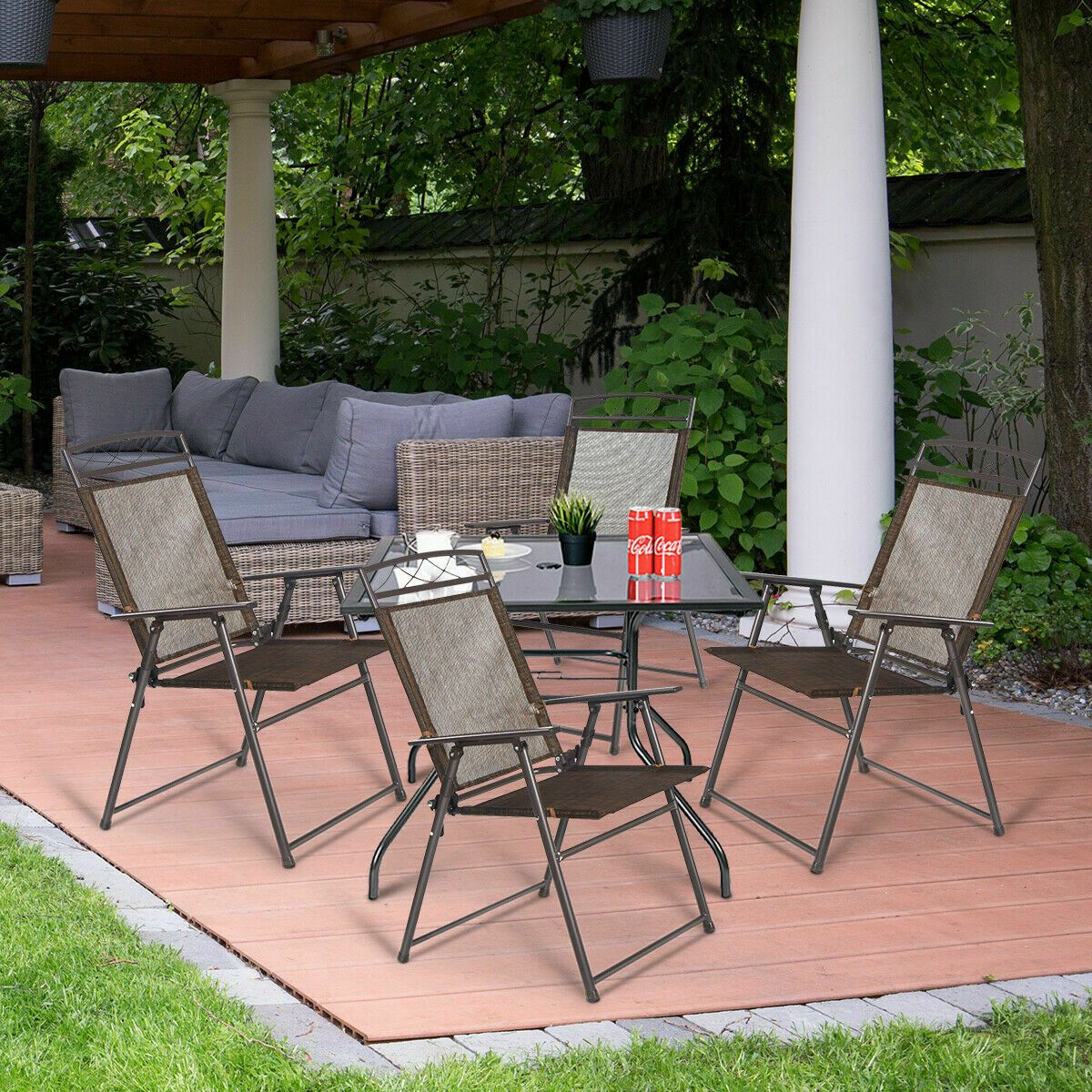 Set of 4 Outdoor Folding Sling Chairs