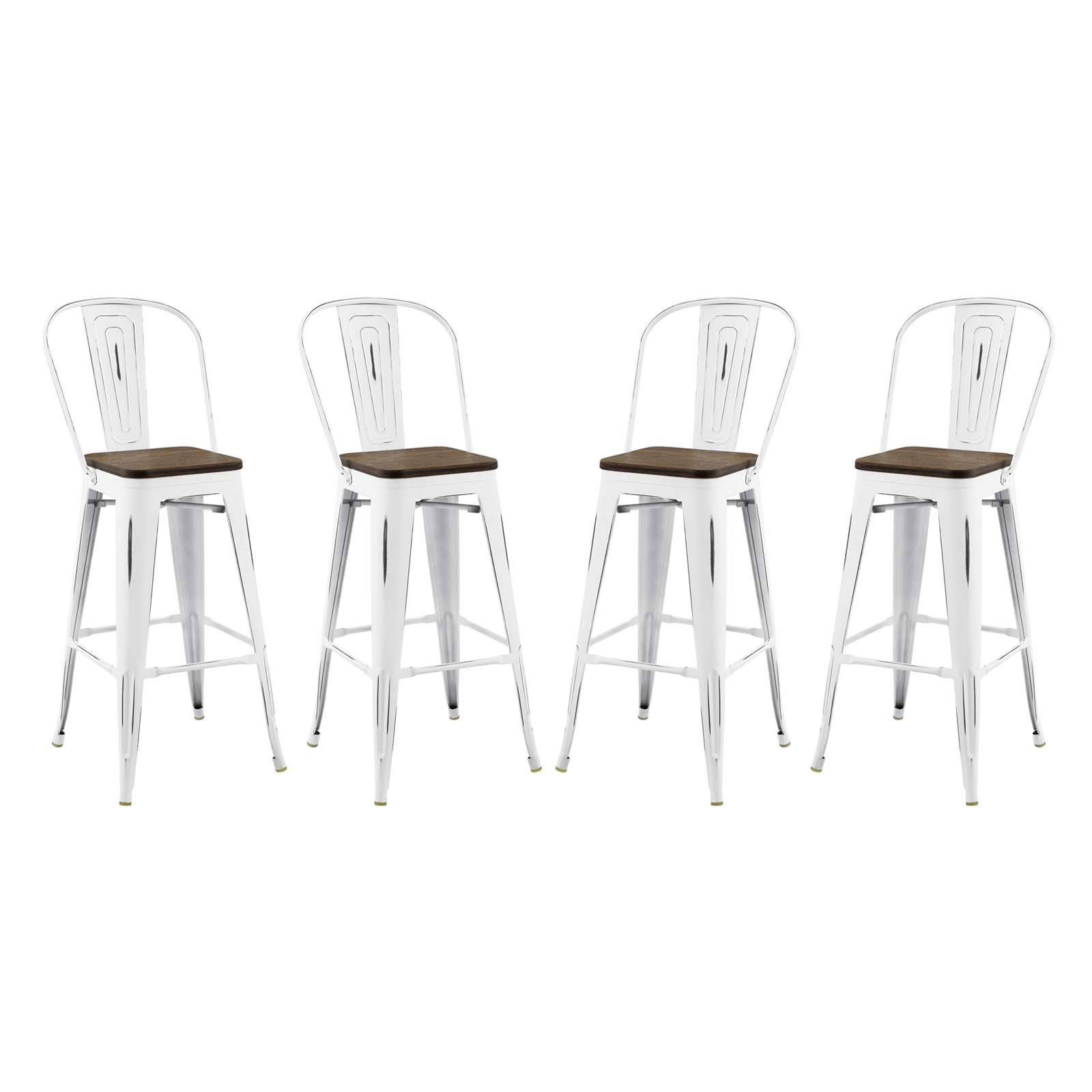 Promenade Bar Stool Metal Set Of 4 EEI-3951-WHI By