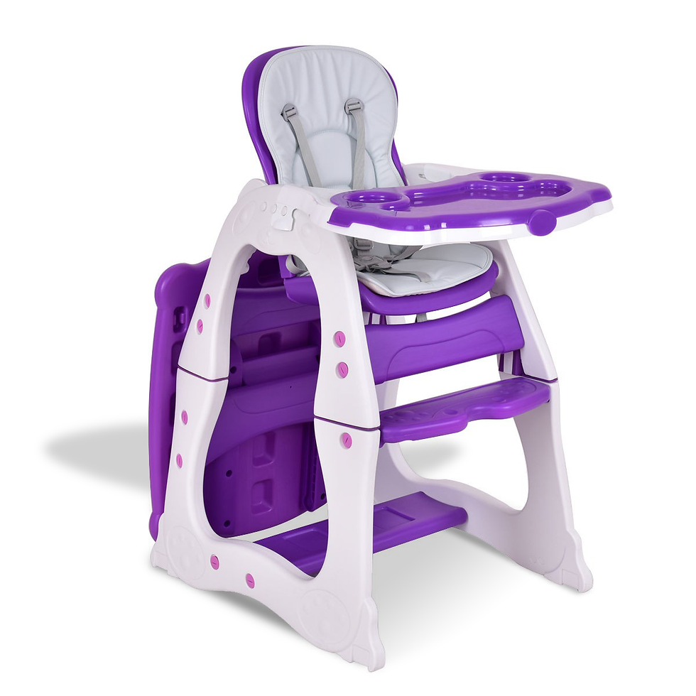 Thumbnail: 3 in 1 Infant Table and Chair Set Baby High Chair-Purple