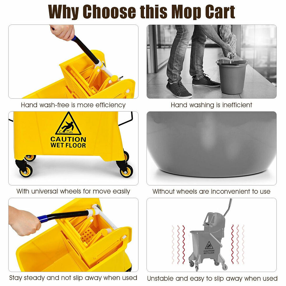 Thumbnail: 21 Quart Mop Bucket Side Press Wringer on Wheels With Panel