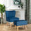 Thumbnail: Leisure Chair and Ottoman Padded Velvet Tufted Sofa Set -Blue