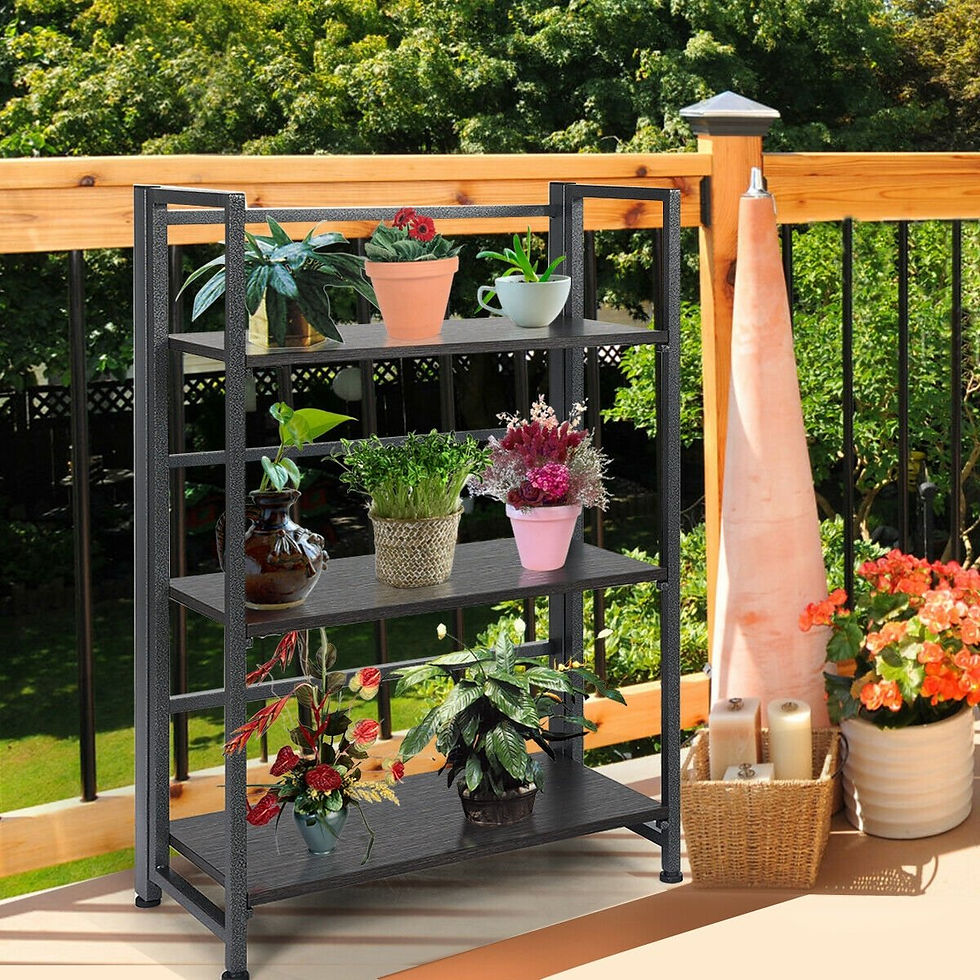 Thumbnail: 3-Tier Portable Display Folding Bookshelf Storage Shelf-Silver