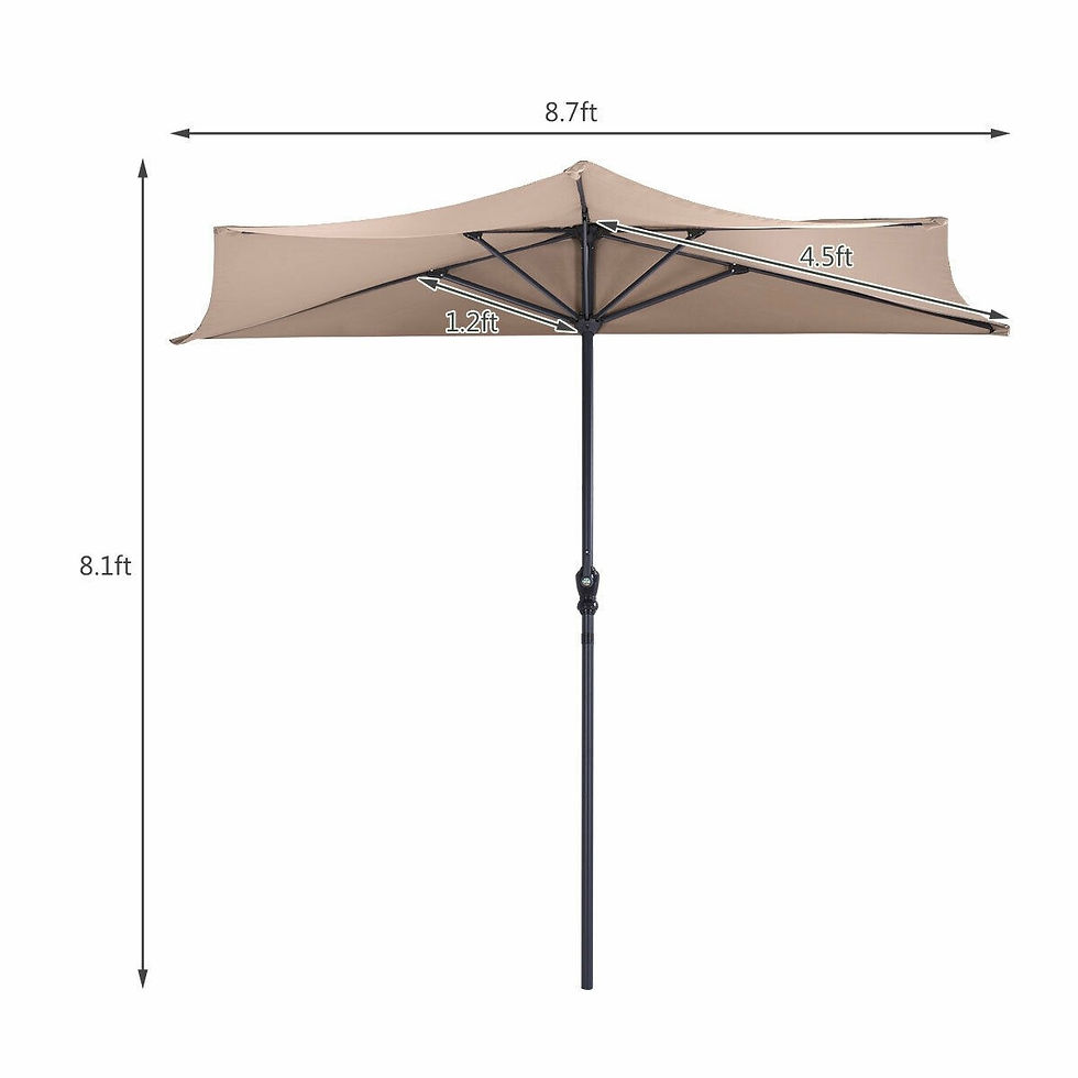 Thumbnail: 9Ft Patio Bistro Half Round Umbrella -Beige
