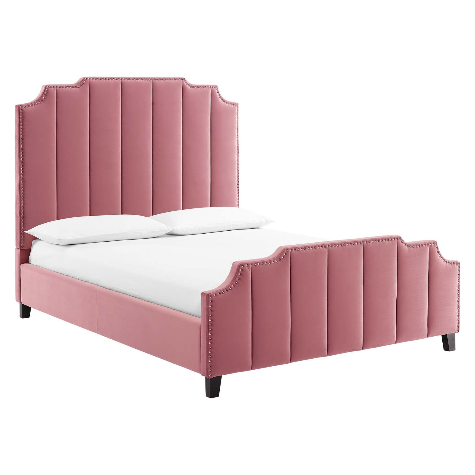MOD-6281-DUS Lucille Queen Performance Velvet Platform Bed