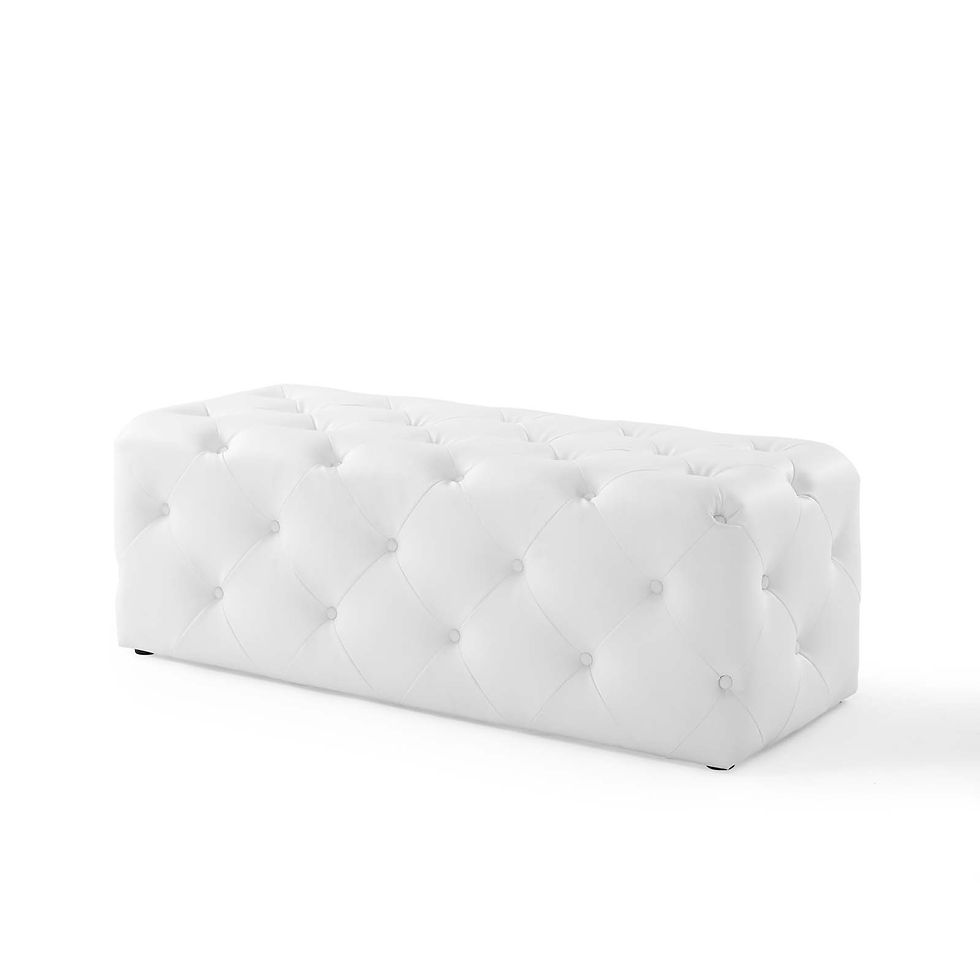 Thumbnail: Amour 48" Tufted Button Entryway Faux Leather Bench